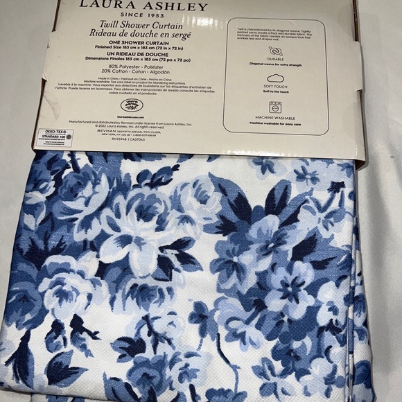 Laura Ashley Bath Laura Ashley Blue Floral Shower Curtain Cottage